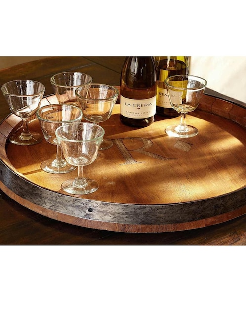 Charola de servicio Lazy Susan Barrel de madera