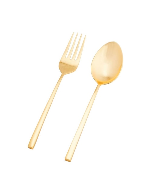 Set cubiertos Luna Brushed Gold de acero inoxidable 2 piezas