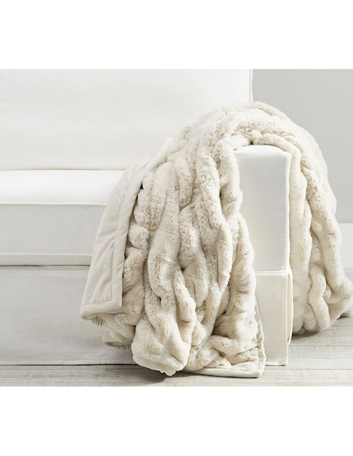 Frazada tejido jacquard Faux Fur Ruched