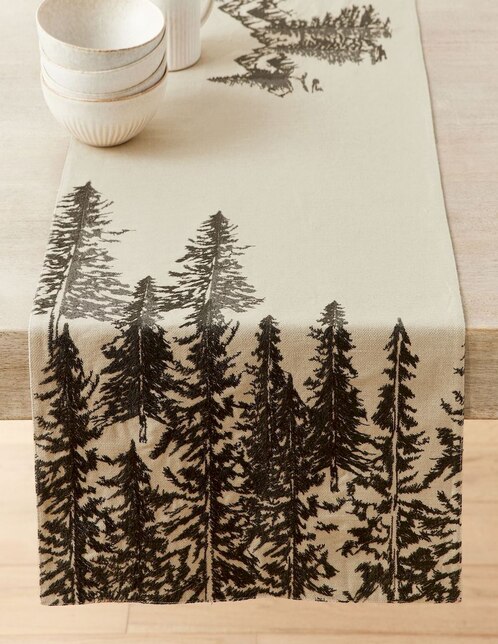 Camino de mesa navideño de algodón Rustic Forest