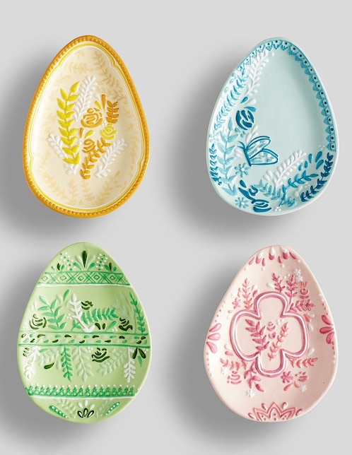 Plato postre Easter Egg Appetizer de cerámica 4 piezas