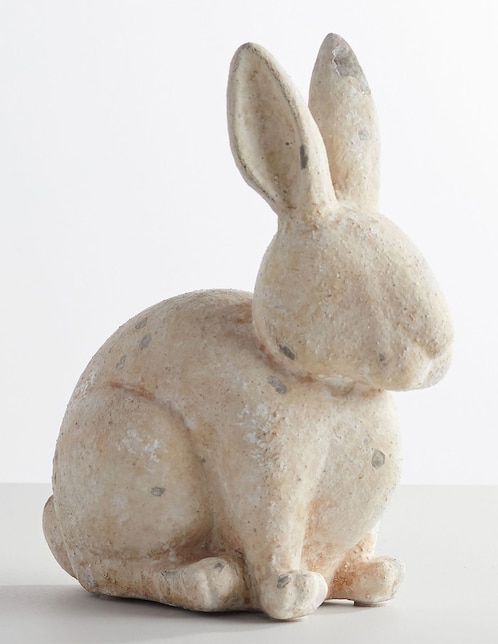Figura decorativa de conejo Pottery Barn White Stone Bun de arcilla