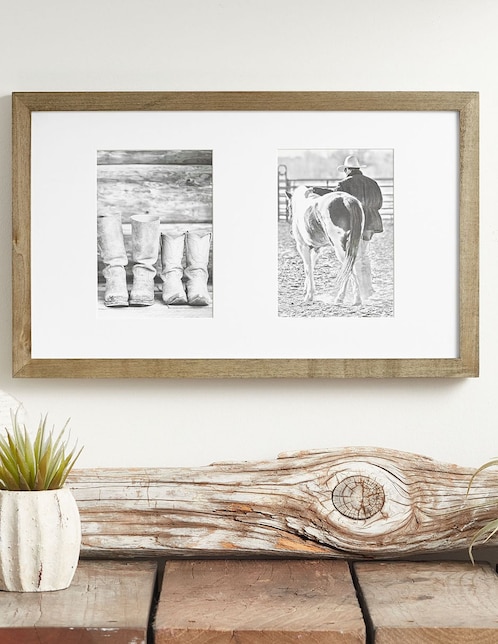 Portarretrato Wood Galler de madera para 2 fotos