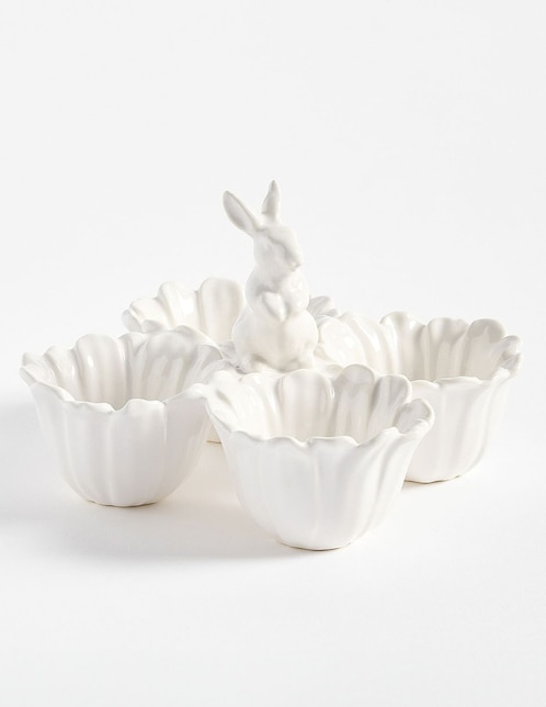 Porta huevo Pottery Barn Floral Bunny de gres