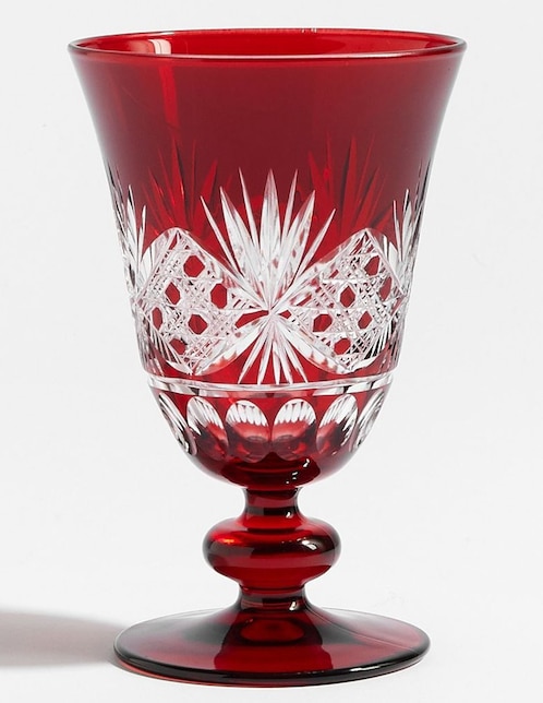 COPA PB ANTIQUE CUT GLA SET 4 ME, ROJO