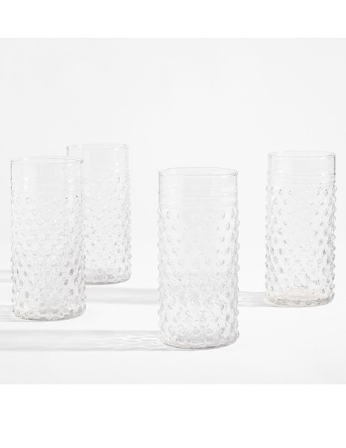 Set vaso High Ball Hobnail de vidrio con 4 piezas