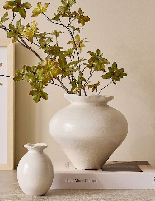 FLORERO PB CERAMIC WAVY TE, G, BLANCO