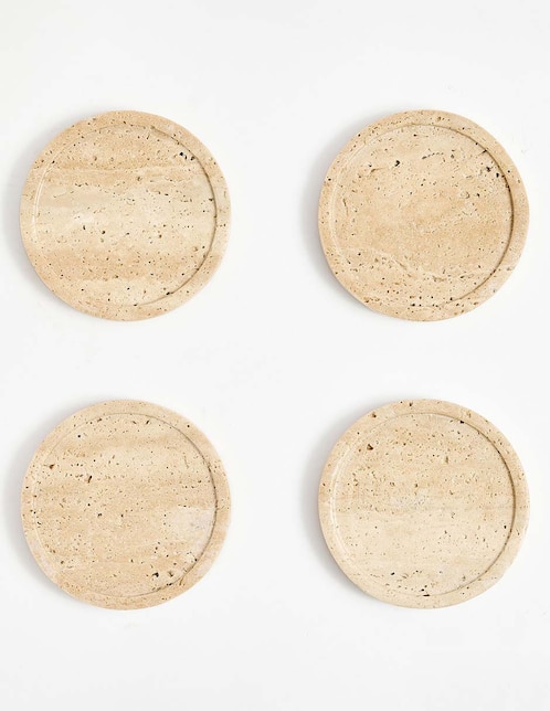 Set de portavasos Travertine 4 piezas