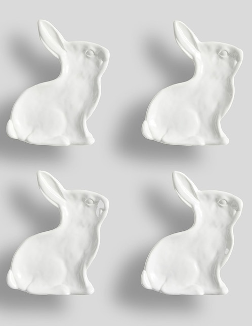 Set de plato para postre Floral Bunny de cerámica 4 piezas