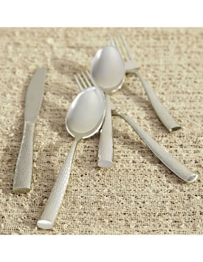 Set cubiertos Shiny Hammered de acero inoxidable 5 piezas