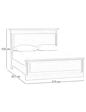 Cama Livingston de madera queen size