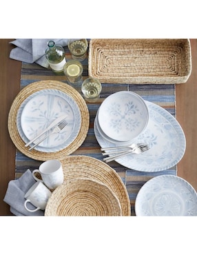 Plato ensalada Chambray Tile de gres 4 piezas