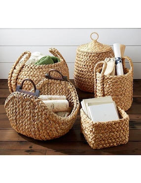 Canasta con forma ovalado Beachcomber Handwoven de hierbas marinas
