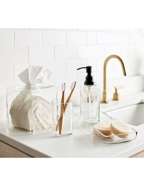 Porta cepillo de dientes Hammered Glass 1 compartimento