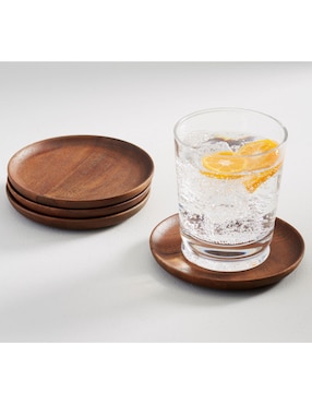 Set de portavasos Chateau Wood de madera 4 piezas