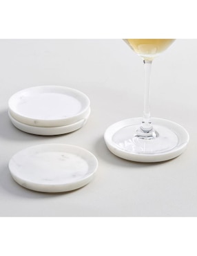 Set De Portavasos White Marble Coaster De Mármol 4 Piezas