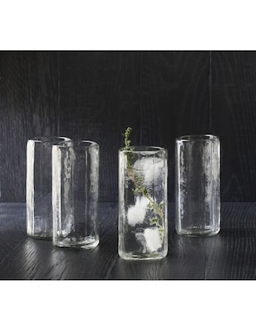 Set vaso High Ball Hammered de vidrio con 4 piezas