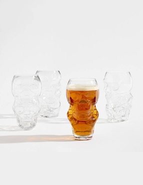 Set De Vasos Skull De Cristal Con 4 Piezas