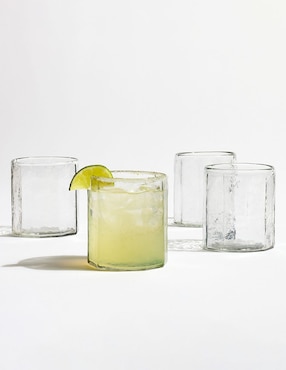 Set vaso Doble Pack Hammered Café de vidrio con 4 piezas