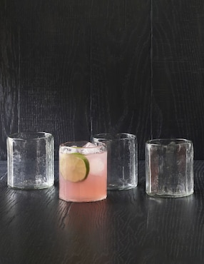 Set vaso Doble Pack Hammered Café de vidrio con 4 piezas