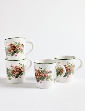 Set De Tazas Americana Holly Berry 4 Piezas