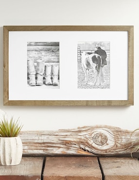 Portarretrato Wood Galler de madera para 2 fotos
