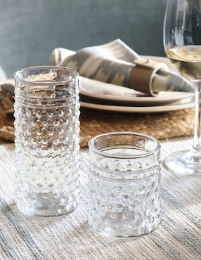 Set vaso High Ball Hobnail de vidrio con 4 piezas