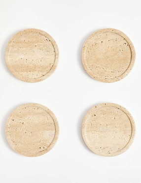 Set de portavasos Travertine 4 piezas