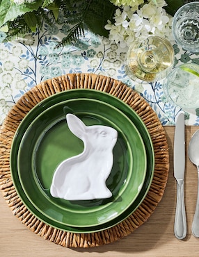 Set de plato para postre Floral Bunny de cerámica 4 piezas
