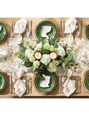 Set de plato para postre Floral Bunny de cerámica 4 piezas