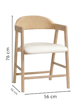 Silla con brazos Nishan de madera de caucho