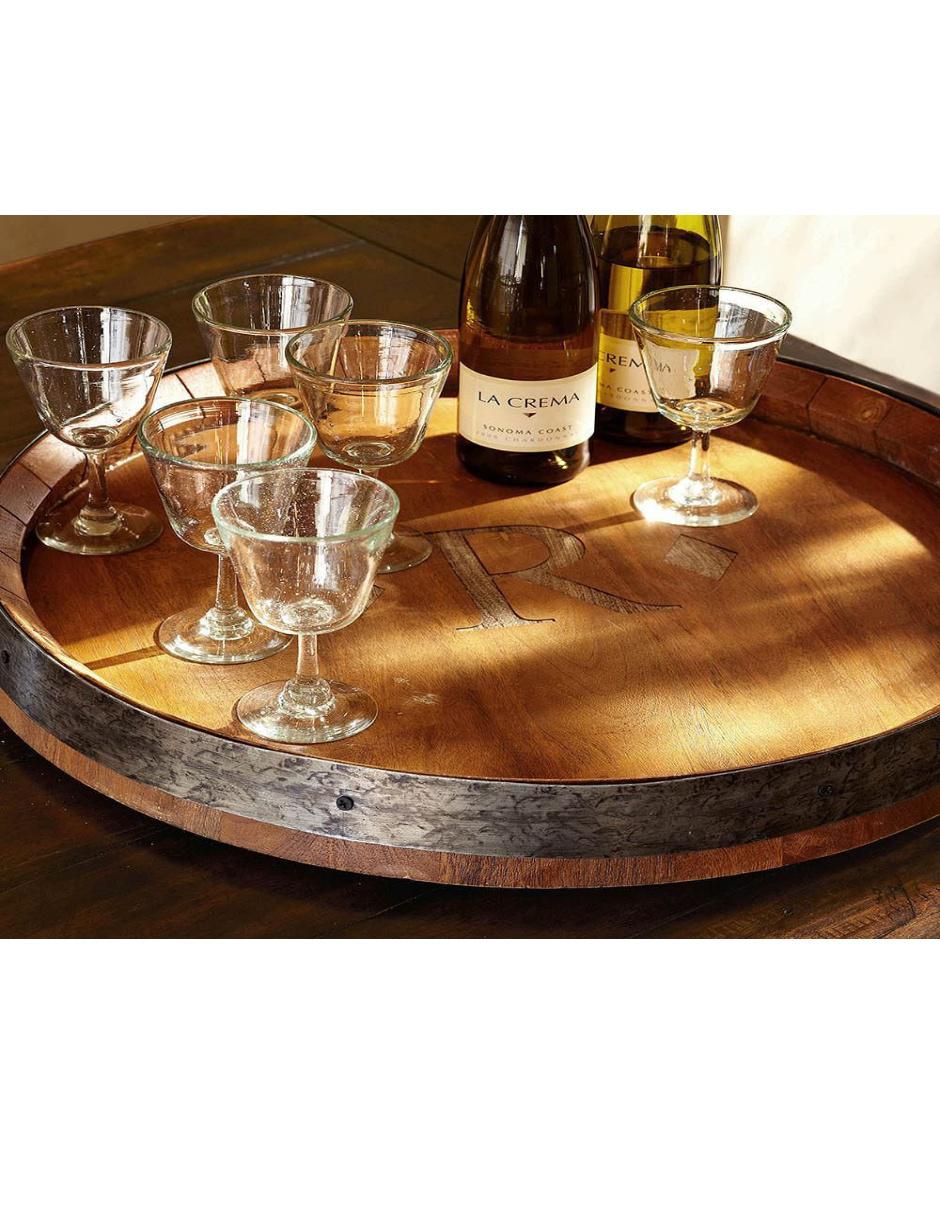 Bandeja de servicio Lazy Susan Barrel de madera 1