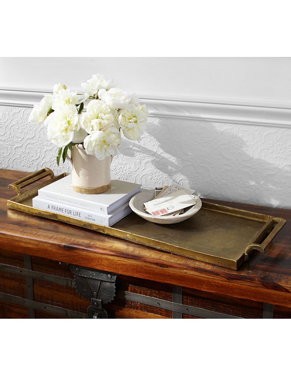 Bandeja decorativa Antiqued Metal de latón 3