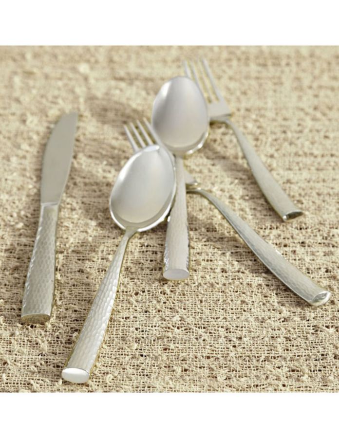Set cubiertos Shiny Hammered de acero inoxidable 5 piezas 2
