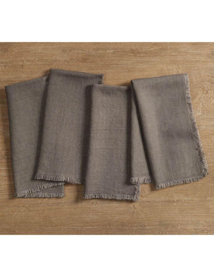 Set servilleta Frayed Oversized de lino 4 piezas