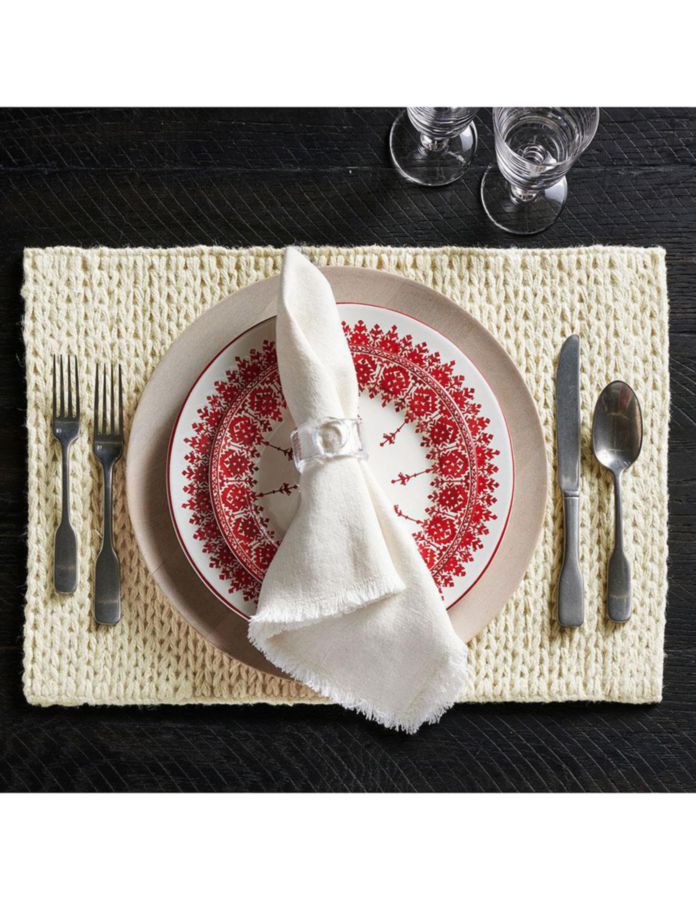 Set servilleta Frayed Oversized de lino 4 piezas 5