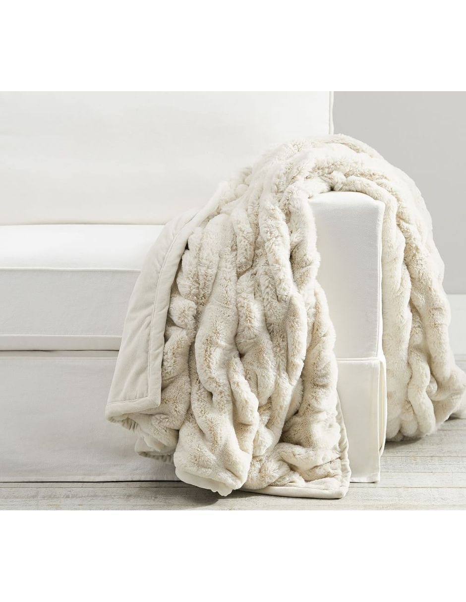 Frazada térmica de tejido jacquard Faux Fur Ruched Frazada térmica de tejido jacquard Faux Fur Ruched