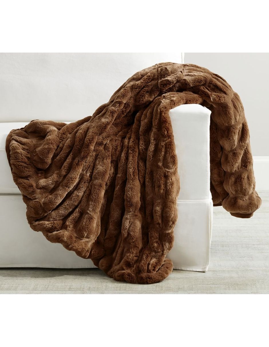 Frazada térmica de tejido plano Faux Fur Ruched Frazada térmica de tejido plano Faux Fur Ruched