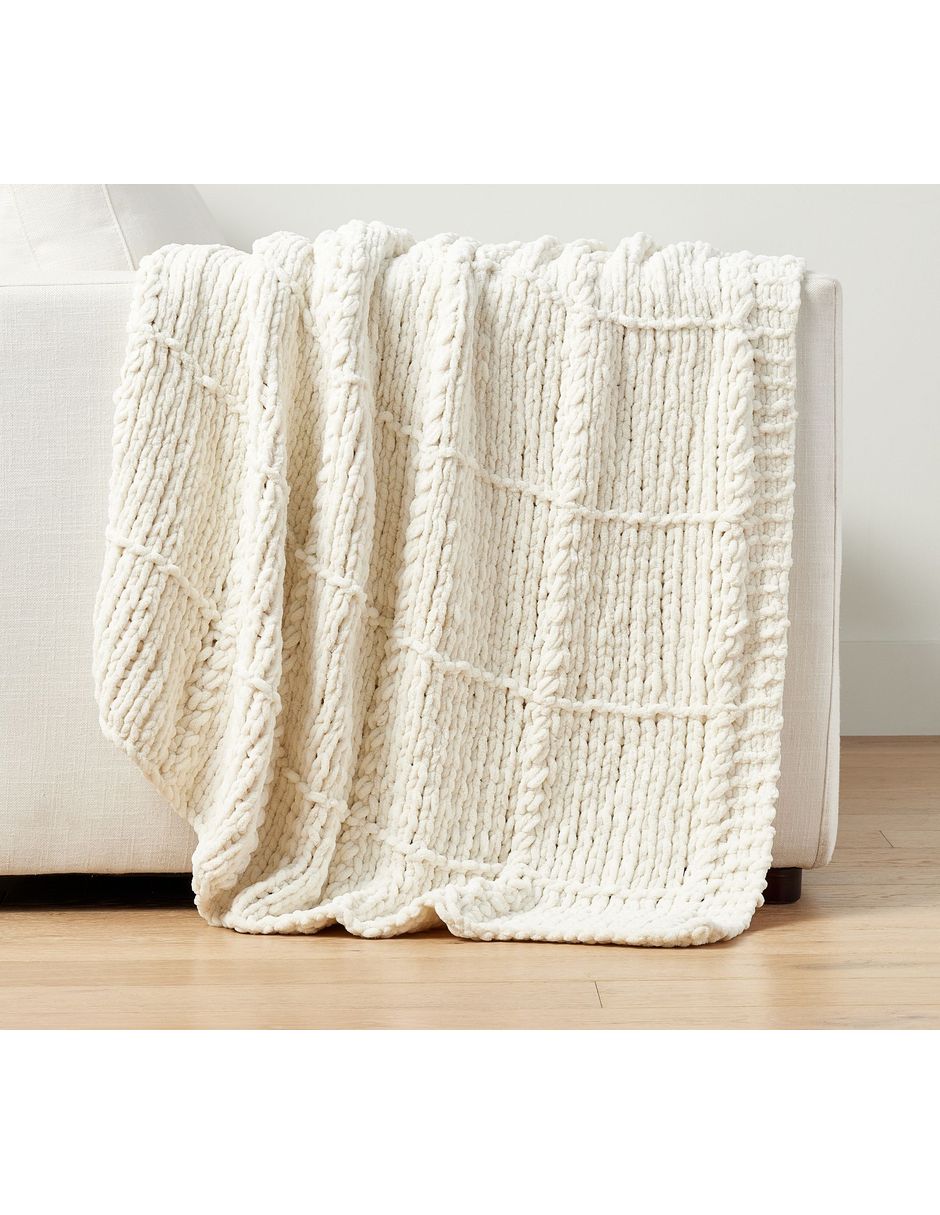 Frazada de tejido punto Chenille Windowpane 1