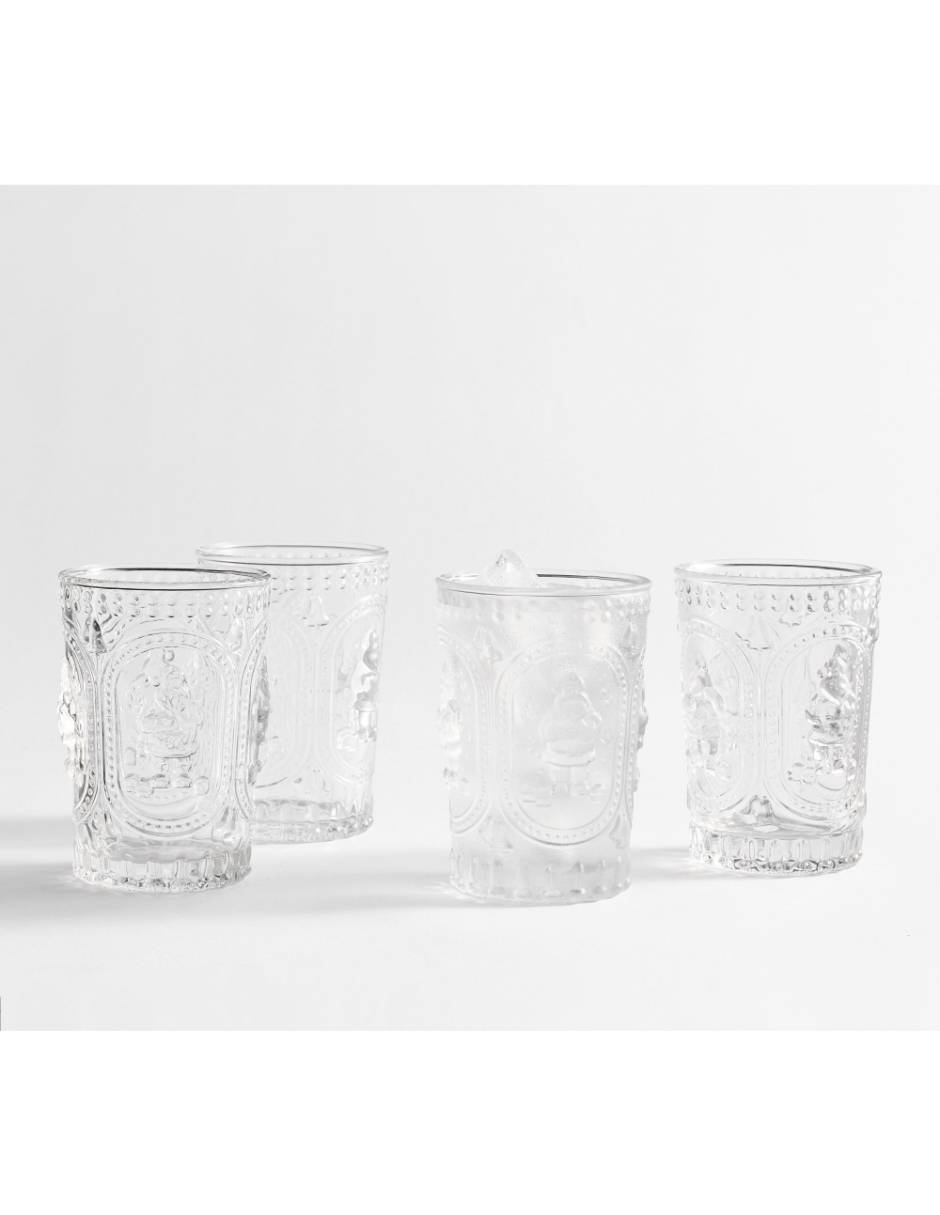 Set de vasos cortos San Nicolás de cristal con 4 piezas