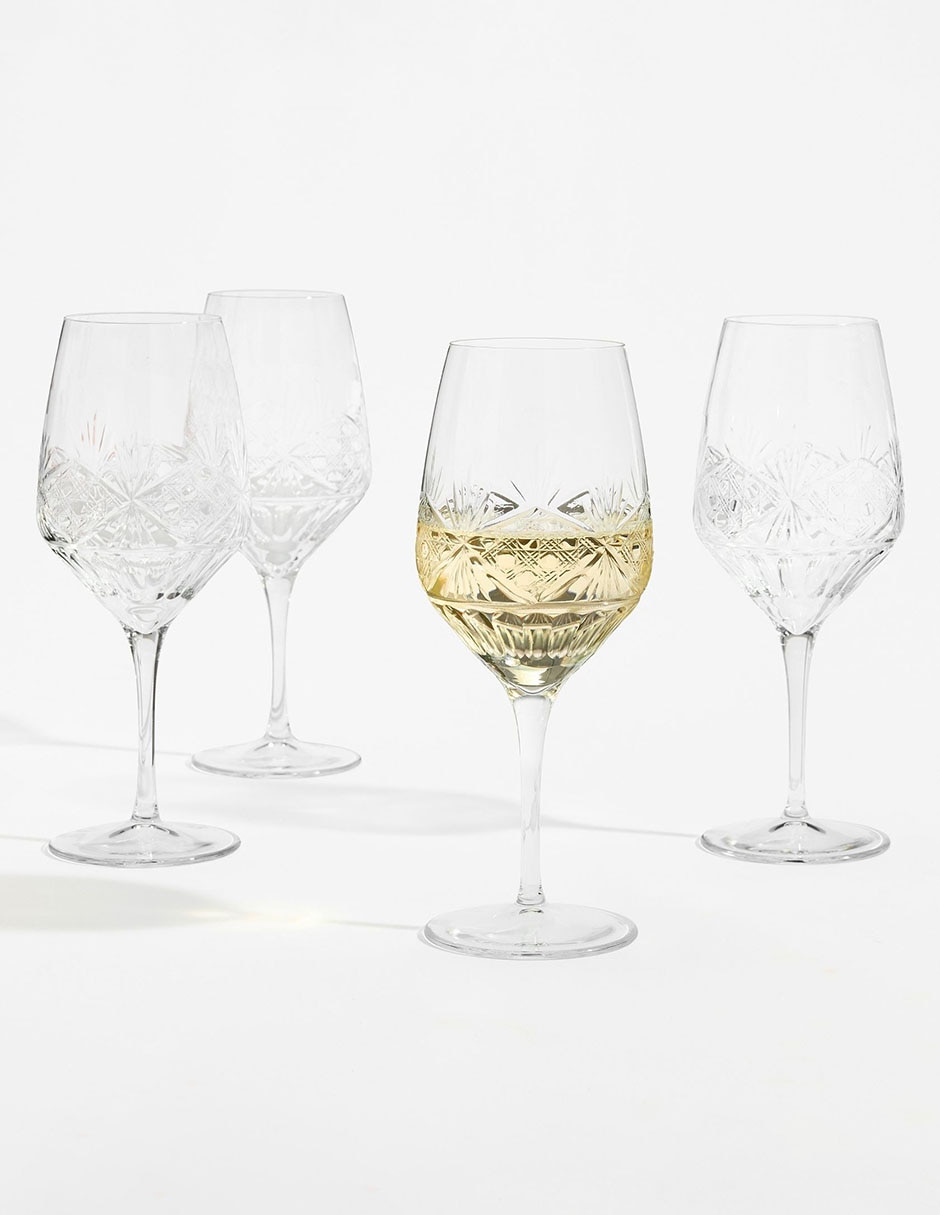 Set de copas para vino Antique Cut de vidrio 3