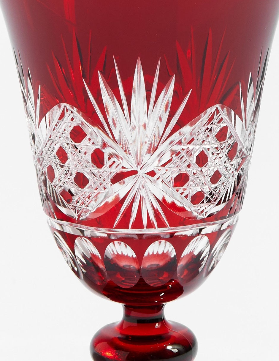 COPA PB ANTIQUE CUT GLA SET 4 ME, ROJO