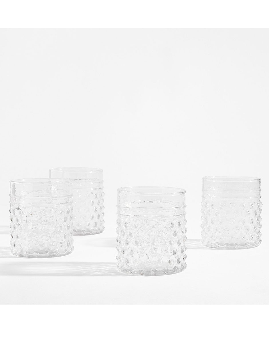Set vasos Hobnail de vidrio con 4 piezas