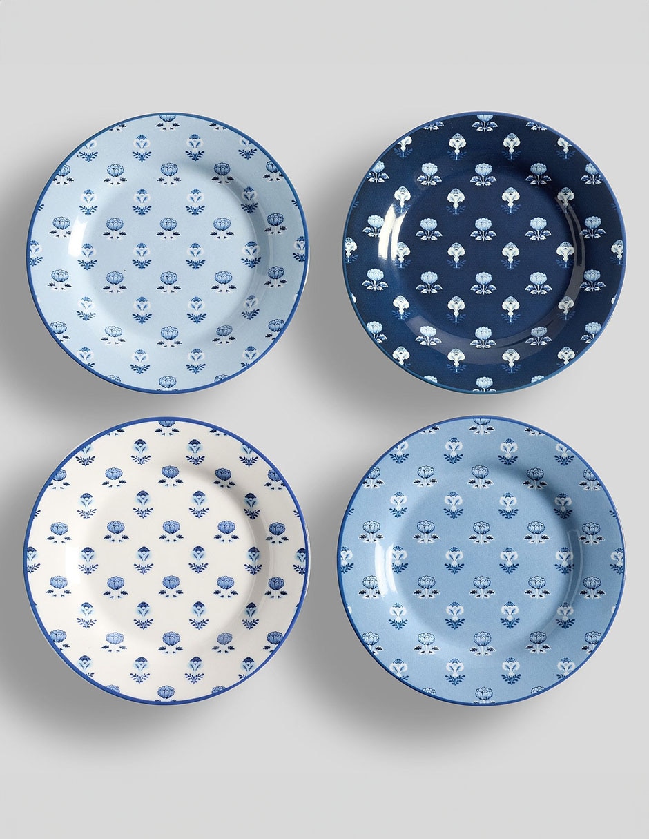 Set de plato para postre Kravet de gres 4 piezas Set de plato para postre Kravet de gres 4 piezas