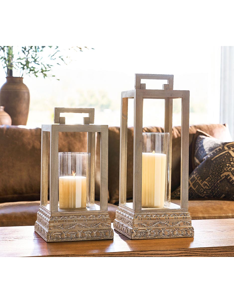 Portavela Aarya de madera mango 3