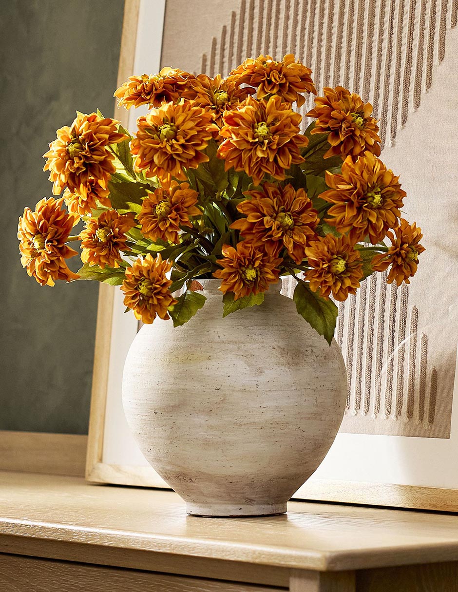 Ramo Dalia Amarilla decorativo Faux Bundle 4