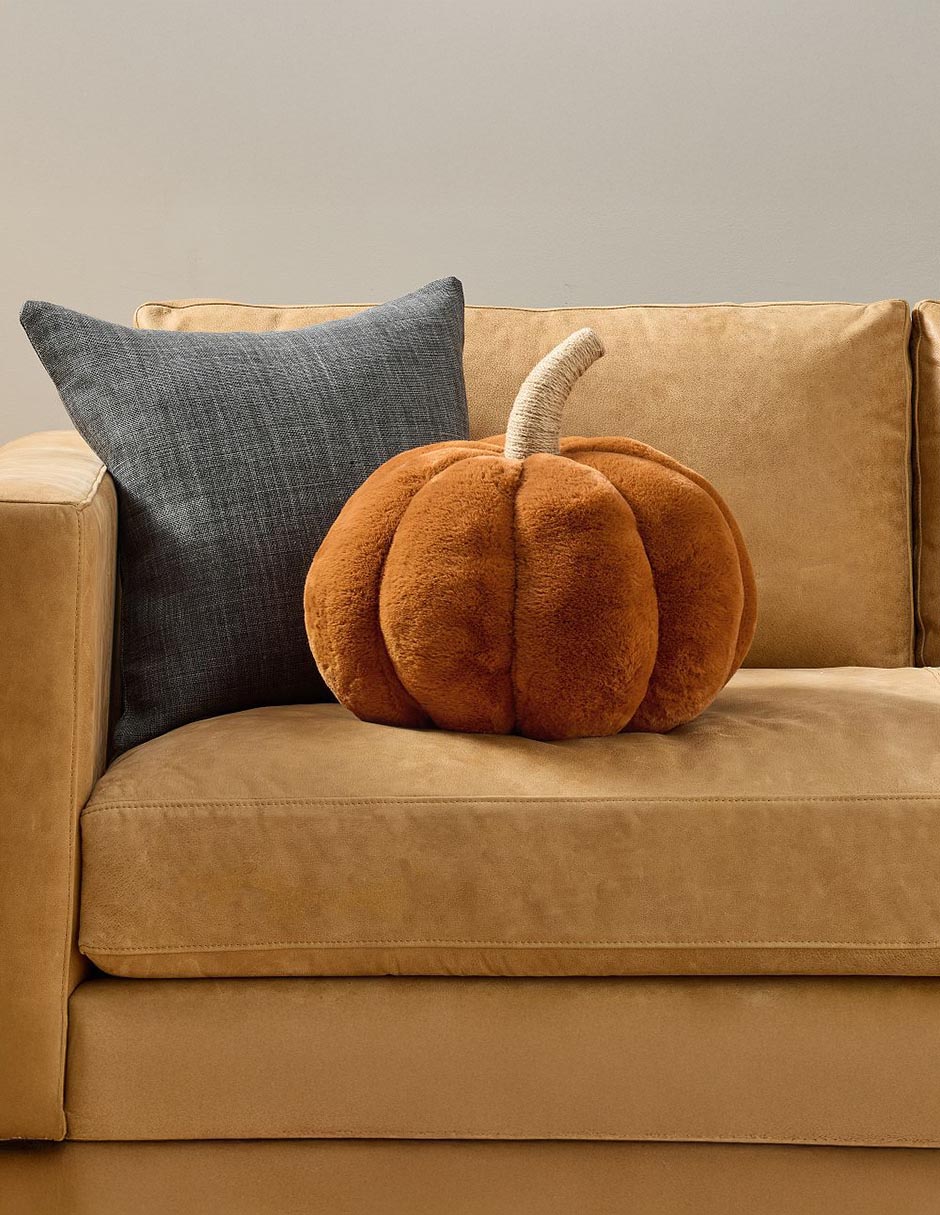 Cojín decoratico de Halloween Faux Fur Pumpki