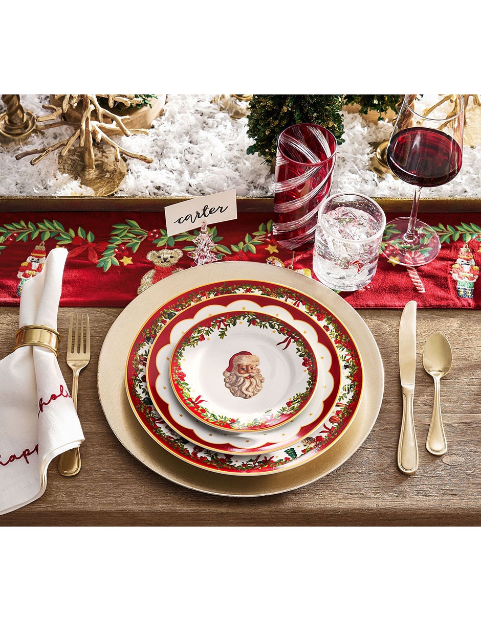 Set de plato para postre navideño Nostalgic Christmas de cerámica 4 piezas 3