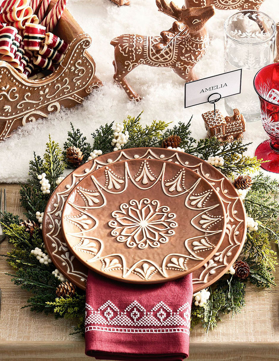 Plato ensalada navideño Gingerbread de cerámica 3