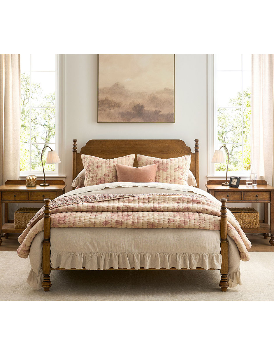 COLCHA PB FLORAL CLOUD QL, KS, ROSA